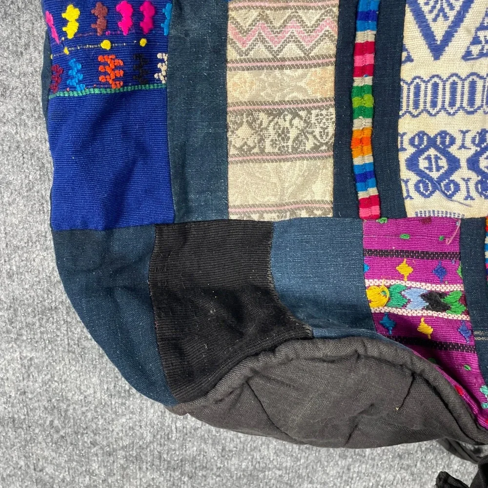 Patchwork Backpack Tote Bag‎ Colorful Hippie Hobo Boho Lined Sack Retro Cotton